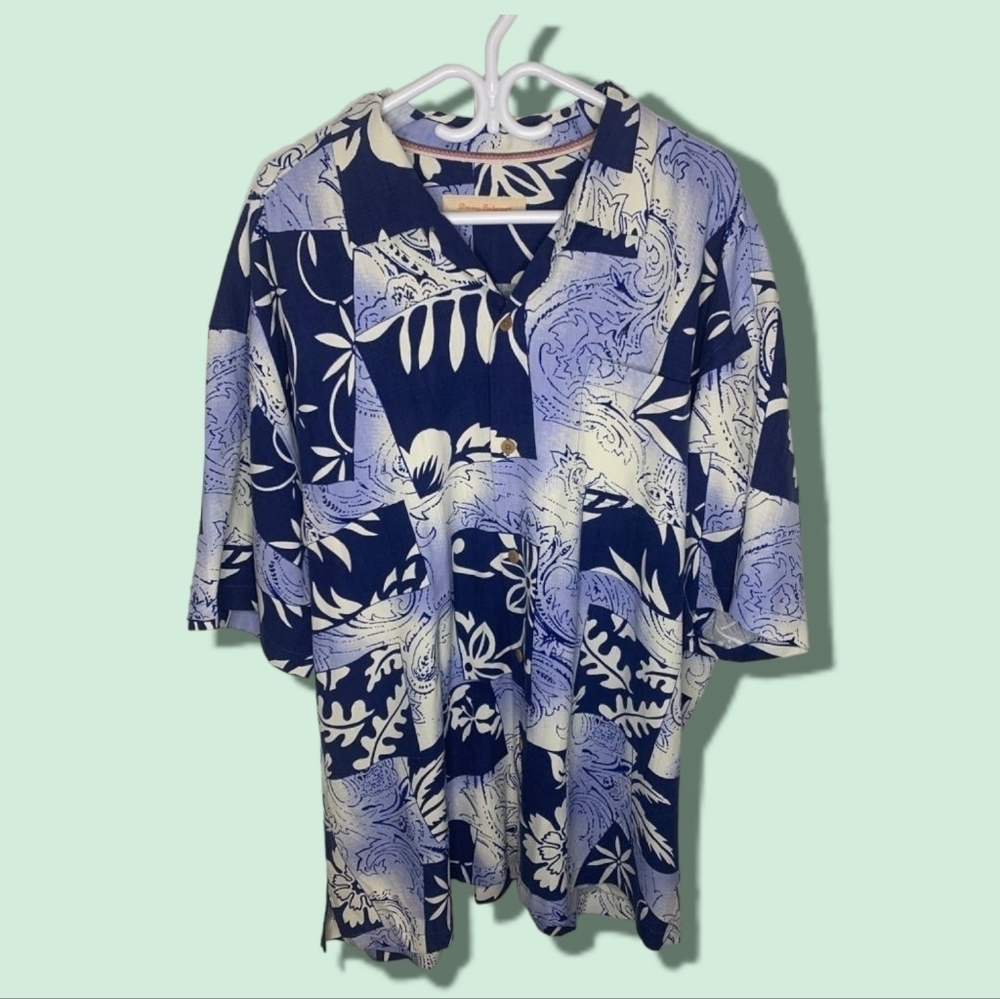 Vintage Tommy  Bahama 100% Silk Button-Down Dress Shirt, Size XXL